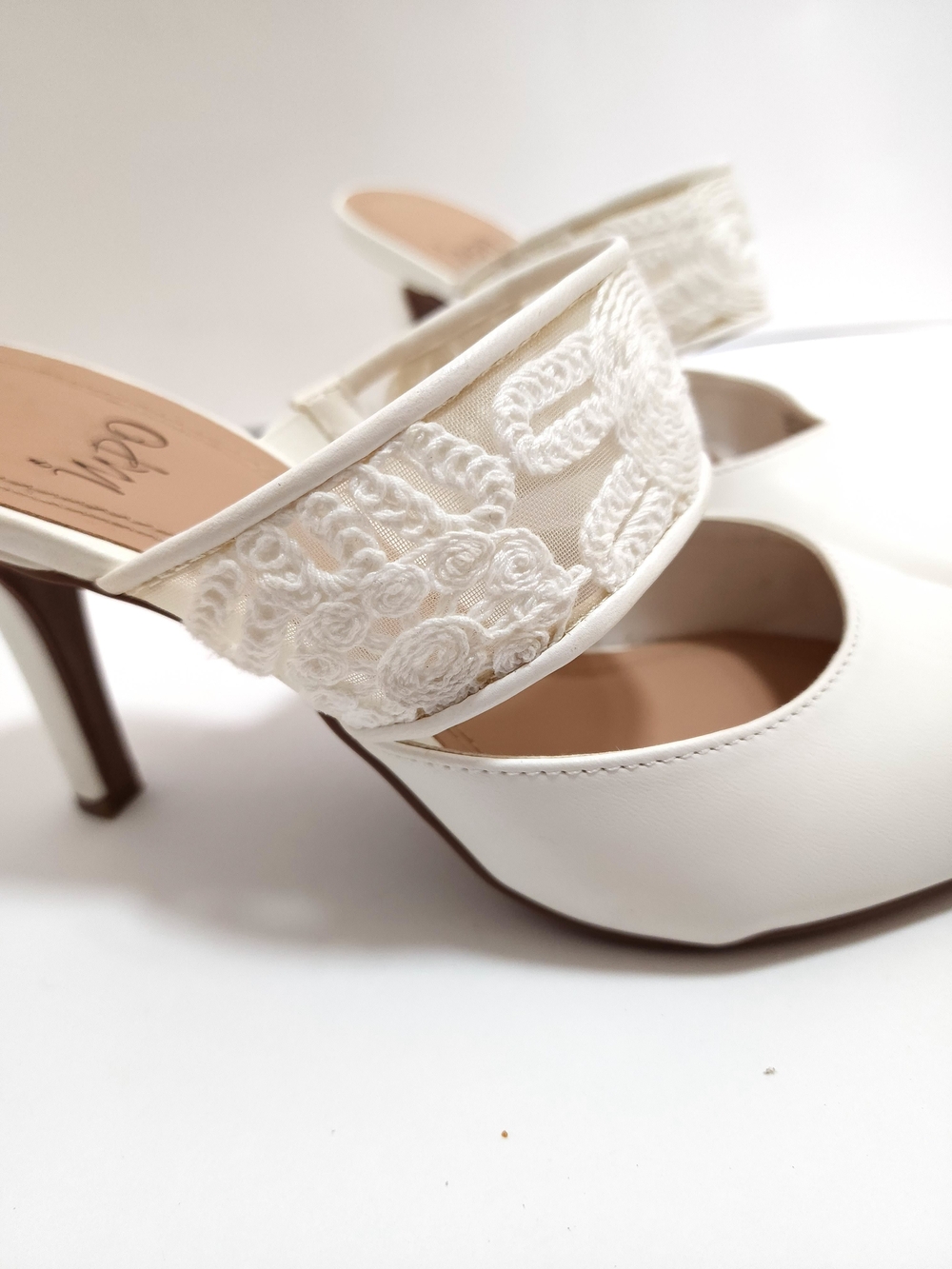 Impo White Pointed-Toe Slip-On Mules with Embroidered Strap - Picture 3 of 6
